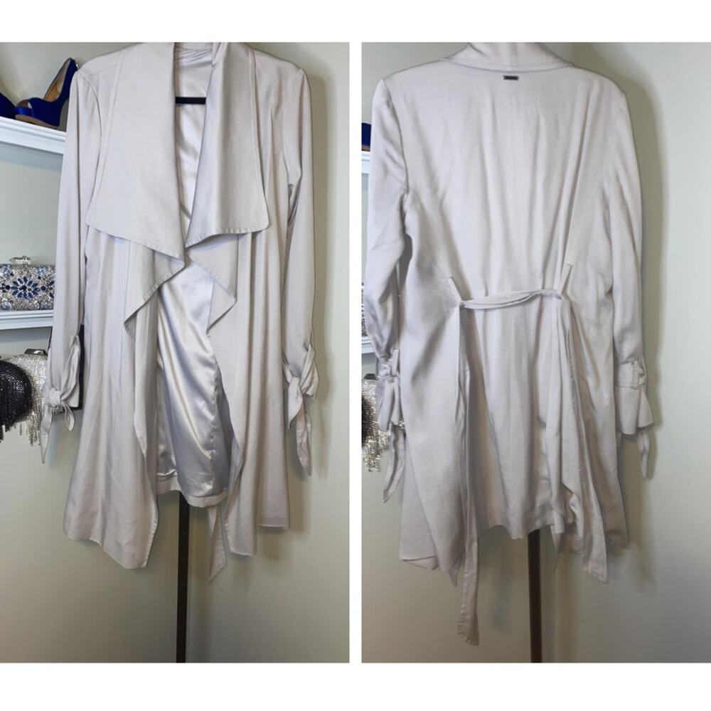 Women's cardigan, with flap, open front, thin, long sleeves, irregular hem - Picture 2 of 12